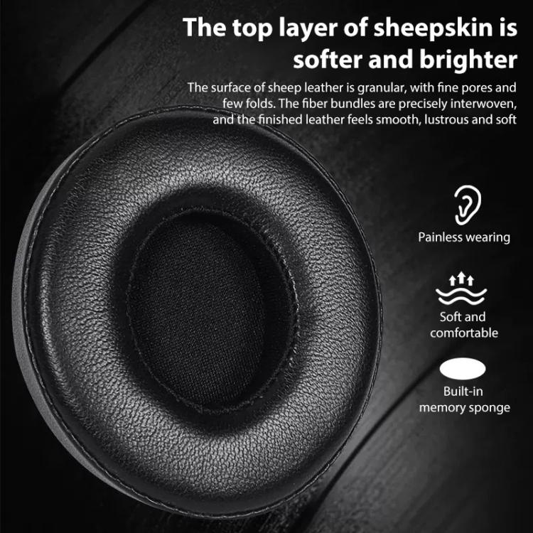 1 Pair Lambskin Replacement Earpads For Beats Solo3 / Solo2 Wireless(Black) - Earmuff & Pad by buy2fix | Online Shopping UK | buy2fix