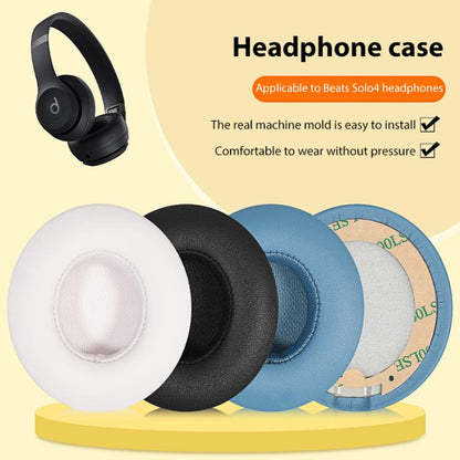 1 Pair Protein Leather Replacement Earpads For Beats Solo4(Matte Black) - Earmuff & Pad by buy2fix | Online Shopping UK | buy2fix