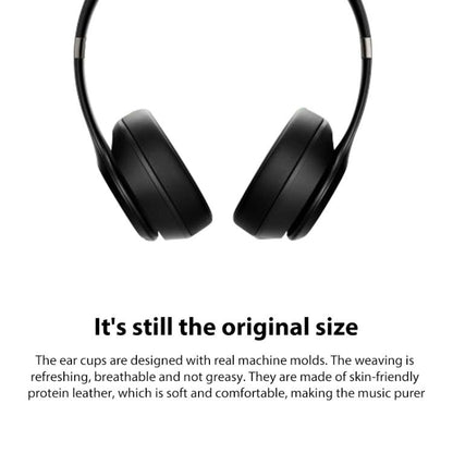 1 Pair Protein Leather Replacement Earpads For Beats Solo4(Matte Black) - Earmuff & Pad by buy2fix | Online Shopping UK | buy2fix
