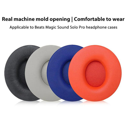 1 Pair Protein Leather Replacement Earpads For Beats Solo Pro(Dark Blue) - Earmuff & Pad by buy2fix | Online Shopping UK | buy2fix