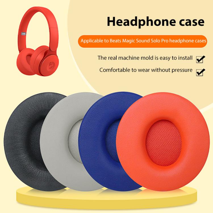 1 Pair Protein Leather Replacement Earpads For Beats Solo Pro(Grey) - Earmuff & Pad by buy2fix | Online Shopping UK | buy2fix