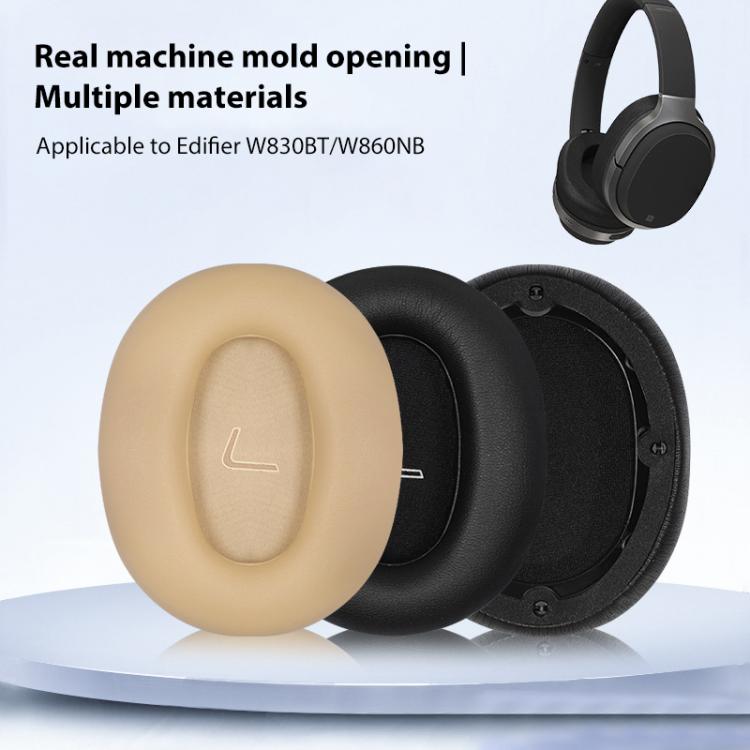 1 Pair Printing Protein Leather Replacement Earpads For EDIFIER W830BT / W860NB(Apricot) - Earmuff & Pad by buy2fix | Online Shopping UK | buy2fix