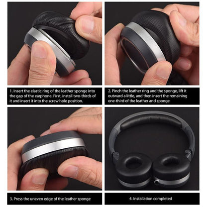 1 Pair Printing Protein Leather Replacement Earpads For EDIFIER W830BT / W860NB(Apricot) - Earmuff & Pad by buy2fix | Online Shopping UK | buy2fix