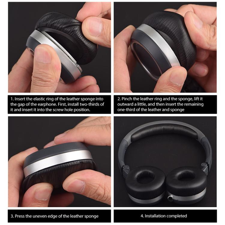 1 Pair Printing Protein Leather Replacement Earpads For EDIFIER W830BT / W860NB(Black) - Earmuff & Pad by buy2fix | Online Shopping UK | buy2fix