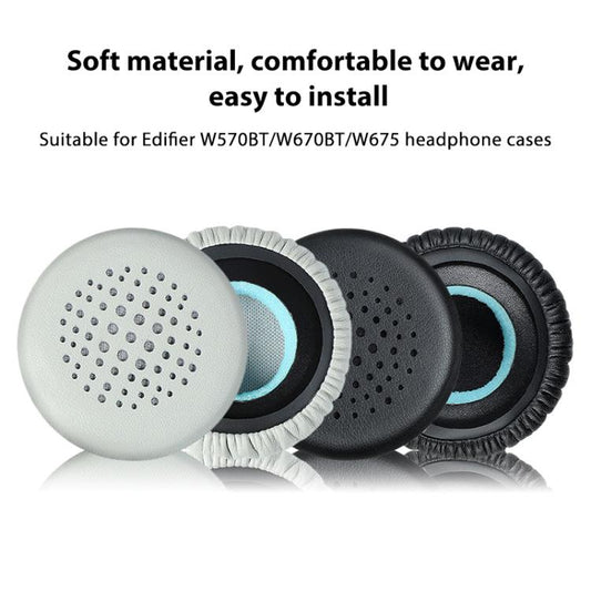 2pcs Protein Leather Replacement Earpads For EDIFIER H690 / W570BT / W670BT / H690P(Grey) - Earmuff & Pad by buy2fix | Online Shopping UK | buy2fix