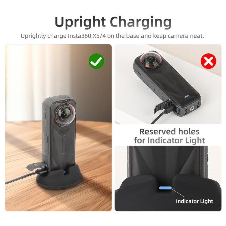 For Insta360 X5 / X4 Sunnylife Silicone Stand Base Tabletop Base(Black) - Len Accessories by buy2fix | Online Shopping UK | buy2fix