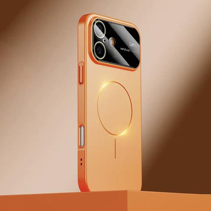For iPhone 16 Kalebol Large Window MagSafe Frosted PC Phone Case(Orange) - iPhone 16 Cases by Kalebol | Online Shopping UK | buy2fix