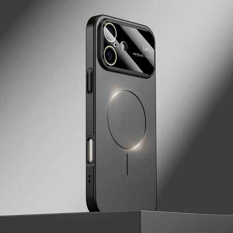 For iPhone 16 Kalebol Large Window MagSafe Frosted PC Phone Case(Black) - iPhone 16 Cases by Kalebol | Online Shopping UK | buy2fix