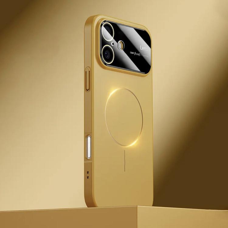 For iPhone 16 Kalebol Large Window MagSafe Frosted PC Phone Case(Khaki) - iPhone 16 Cases by Kalebol | Online Shopping UK | buy2fix