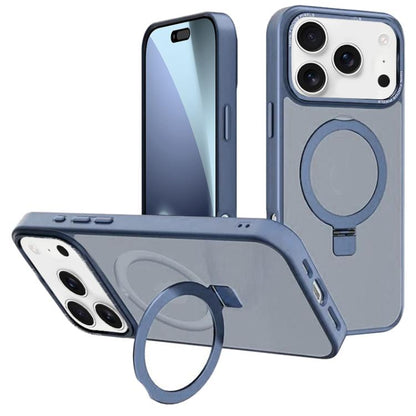For iPhone 17 Pro Max Kalebol Metal Lens Frame MagSafe Holder Frosted PC Phone Case(Sierra Blue) - iPhone 17 Pro Max Cases by Kalebol | Online Shopping UK | buy2fix
