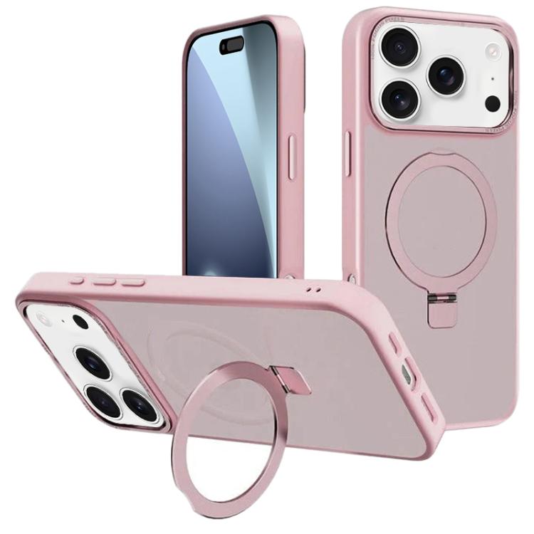 For iPhone 17 Pro Kalebol Metal Lens Frame MagSafe Holder Frosted PC Phone Case(Pink) - iPhone 17 Pro Cases by Kalebol | Online Shopping UK | buy2fix