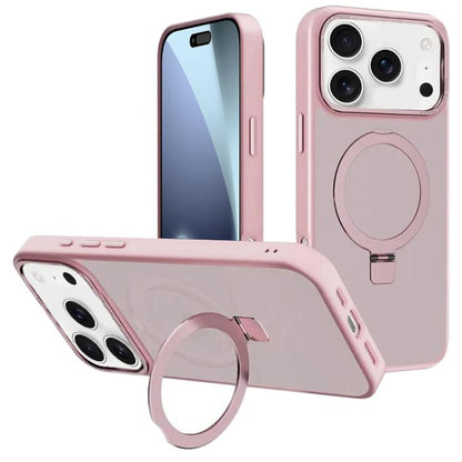 For iPhone 17 Pro Kalebol Metal Lens Frame MagSafe Holder Frosted PC Phone Case(Pink) - iPhone 17 Pro Cases by Kalebol | Online Shopping UK | buy2fix