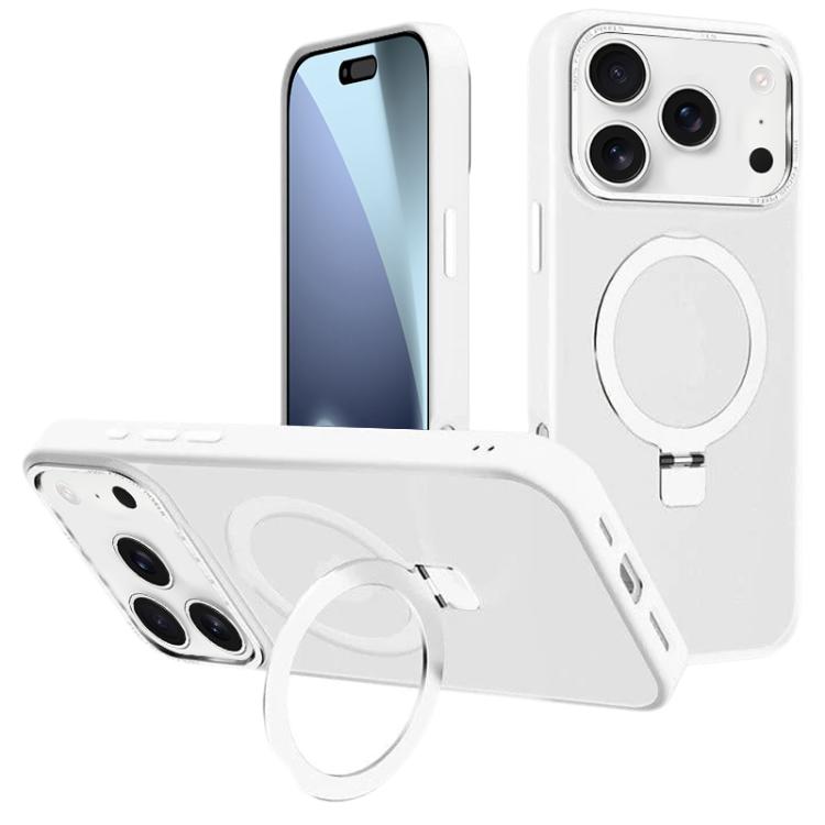 For iPhone 17 Pro Kalebol Metal Lens Frame MagSafe Holder Frosted PC Phone Case(Frosted White) - iPhone 17 Pro Cases by Kalebol | Online Shopping UK | buy2fix