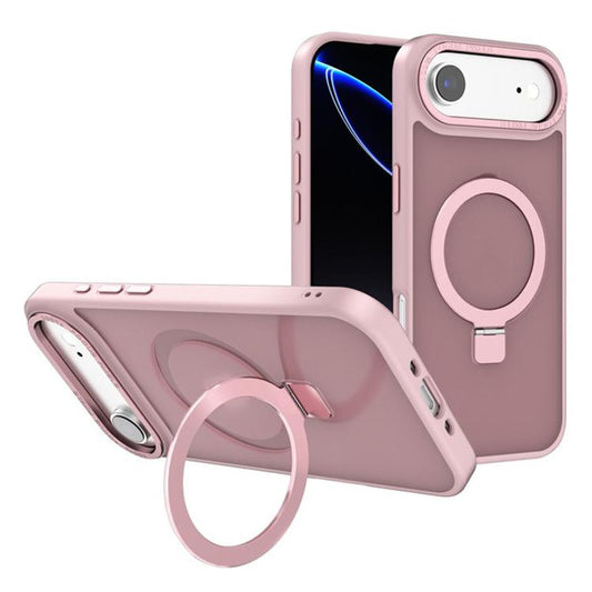 For iPhone Air Kalebol Metal Lens Frame MagSafe Holder Frosted PC Phone Case(Pink) - iPhone Air Cases by Kalebol | Online Shopping UK | buy2fix