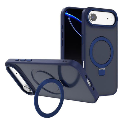 For iPhone Air Kalebol Metal Lens Frame MagSafe Holder Frosted PC Phone Case(Navy Blue) - iPhone Air Cases by Kalebol | Online Shopping UK | buy2fix