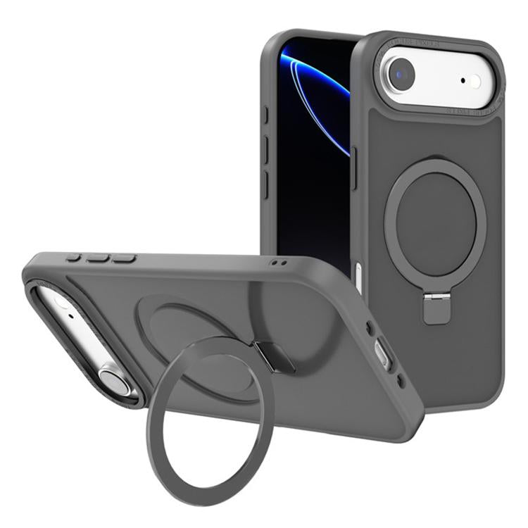 For iPhone 17 Air Kalebol Metal Lens Frame MagSafe Holder Frosted PC Phone Case(Grey) - iPhone 17 Air Cases by Kalebol | Online Shopping UK | buy2fix