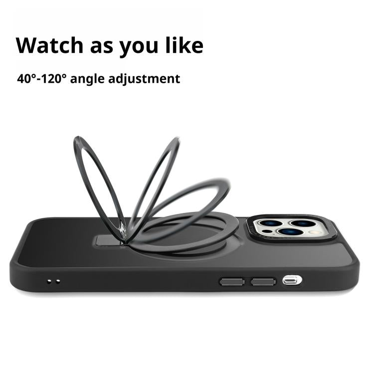 For iPhone 17 Kalebol Metal Lens Frame MagSafe Holder Frosted PC Phone Case(Black) - iPhone 17 Cases by Kalebol | Online Shopping UK | buy2fix