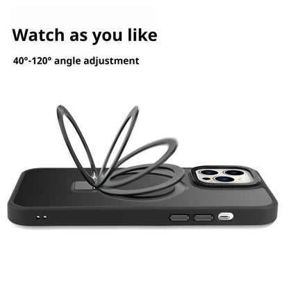 For iPhone 17 Kalebol Metal Lens Frame MagSafe Holder Frosted PC Phone Case(Sierra Blue) - iPhone 17 Cases by Kalebol | Online Shopping UK | buy2fix