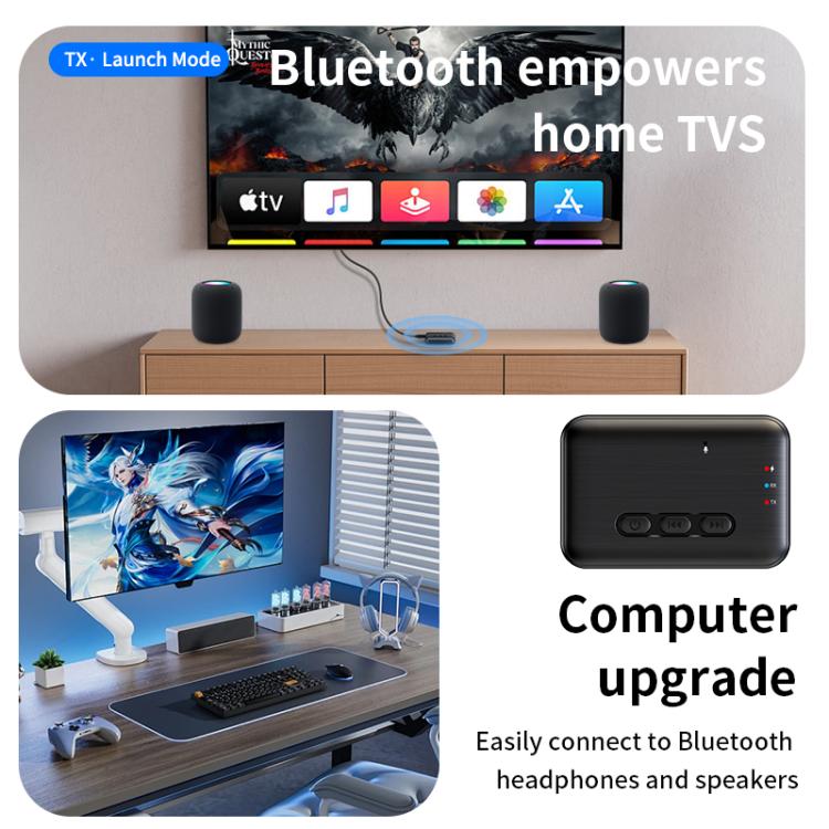 2 in 1 Car Bluetooth AUX Receiver Transmitter Bluetooth Audio Adapter(Black) - Bluetooth Adapters by buy2fix | Online Shopping UK | buy2fix