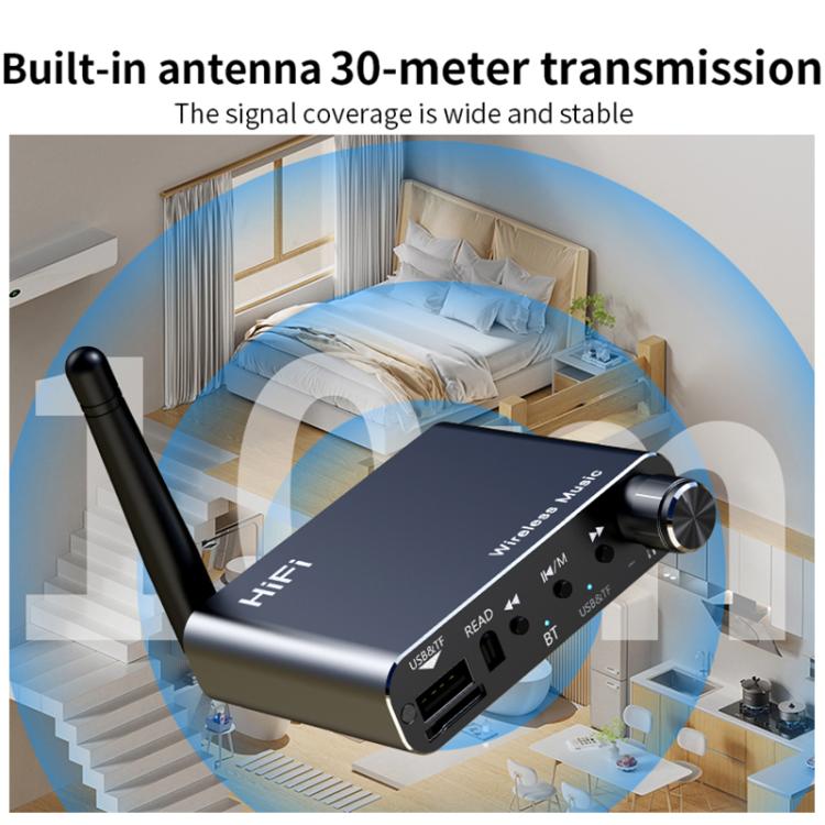 Portable Bluetooth Receiver Audio AUX Adapter Supports USB Disk, TF Card With Remote Control(Black) - Audio Receiver Transmitter by buy2fix | Online Shopping UK | buy2fix