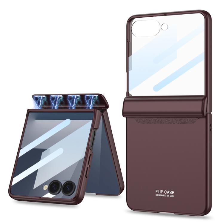 For Samsung Galaxy Z Flip7 5G GKK Integrated HD Film Magnetic Full Coverage Flip Phone Case(Wine Red) - Galaxy Z Flip7 5G Cases by GKK | Online Shopping UK | buy2fix