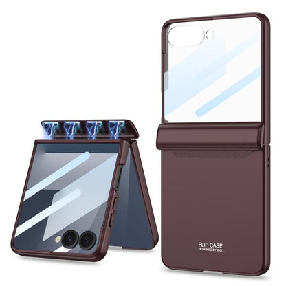 For Samsung Galaxy Z Flip7 5G GKK Integrated HD Film Magnetic Full Coverage Flip Phone Case(Wine Red) - Galaxy Z Flip7 5G Cases by GKK | Online Shopping UK | buy2fix
