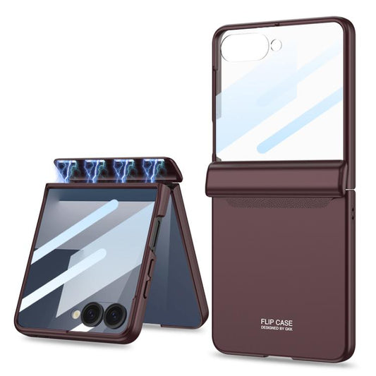 For Samsung Galaxy Z Flip7 5G GKK Integrated HD Film Magnetic Full Coverage Flip Phone Case(Wine Red) - Galaxy Z Flip7 5G Cases by GKK | Online Shopping UK | buy2fix