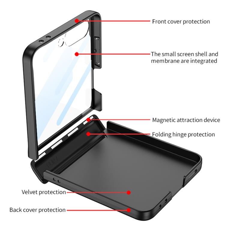 For Samsung Galaxy Z Flip7 5G GKK Integrated HD Film Magnetic Full Coverage Flip Phone Case(Titanium Grey) - Galaxy Z Flip7 5G Cases by GKK | Online Shopping UK | buy2fix