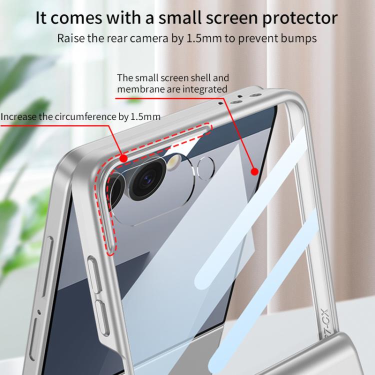 For Samsung Galaxy Z Flip7 5G GKK Integrated HD Film Magnetic Full Coverage Flip Phone Case(Silver) - Galaxy Z Flip7 5G Cases by GKK | Online Shopping UK | buy2fix