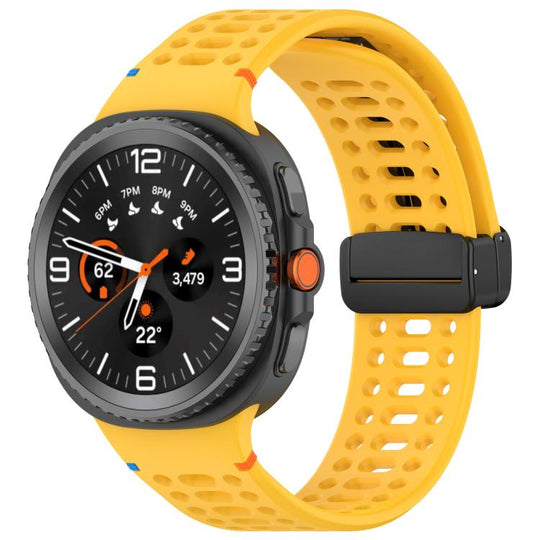 For Galaxy Watch9 / 8 / 8 Classic xDfind Magnetic Black Buckle Silicone Watch Band(Yellow)