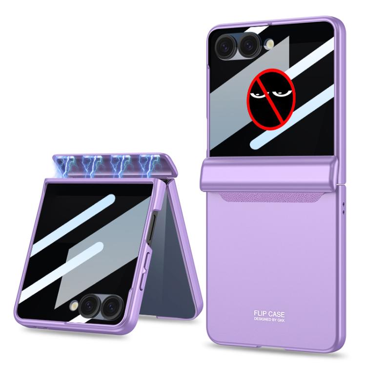 For Samsung Galaxy Z Flip7 5G GKK Integrated Privacy Film Magnetic Full Coverage Flip Phone Case(Dream Purple) - Galaxy Z Flip7 5G Cases by GKK | Online Shopping UK | buy2fix
