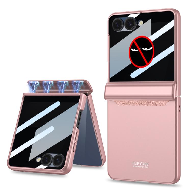 For Samsung Galaxy Z Flip7 5G GKK Integrated Privacy Film Magnetic Full Coverage Flip Phone Case(Pink) - Galaxy Z Flip7 5G Cases by GKK | Online Shopping UK | buy2fix