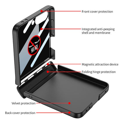 For Samsung Galaxy Z Flip7 5G GKK Integrated Privacy Film Magnetic Full Coverage Flip Phone Case(Orange) - Galaxy Z Flip7 5G Cases by GKK | Online Shopping UK | buy2fix