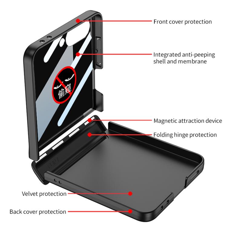 For Samsung Galaxy Z Flip7 5G GKK Integrated Privacy Film Magnetic Full Coverage Flip Phone Case(Wine Red) - Galaxy Z Flip7 5G Cases by GKK | Online Shopping UK | buy2fix