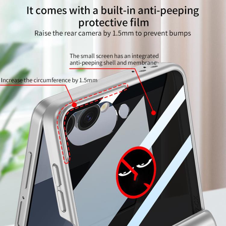 For Samsung Galaxy Z Flip7 5G GKK Integrated Privacy Film Magnetic Full Coverage Flip Phone Case(Black) - Galaxy Z Flip7 5G Cases by GKK | Online Shopping UK | buy2fix