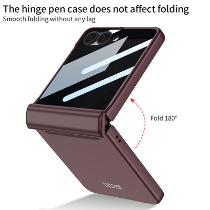 For Samsung Galaxy Z Flip7 5G GKK Integrated Privacy Film Magnetic Full Coverage Flip Phone Case(Orange) - Galaxy Z Flip7 5G Cases by GKK | Online Shopping UK | buy2fix