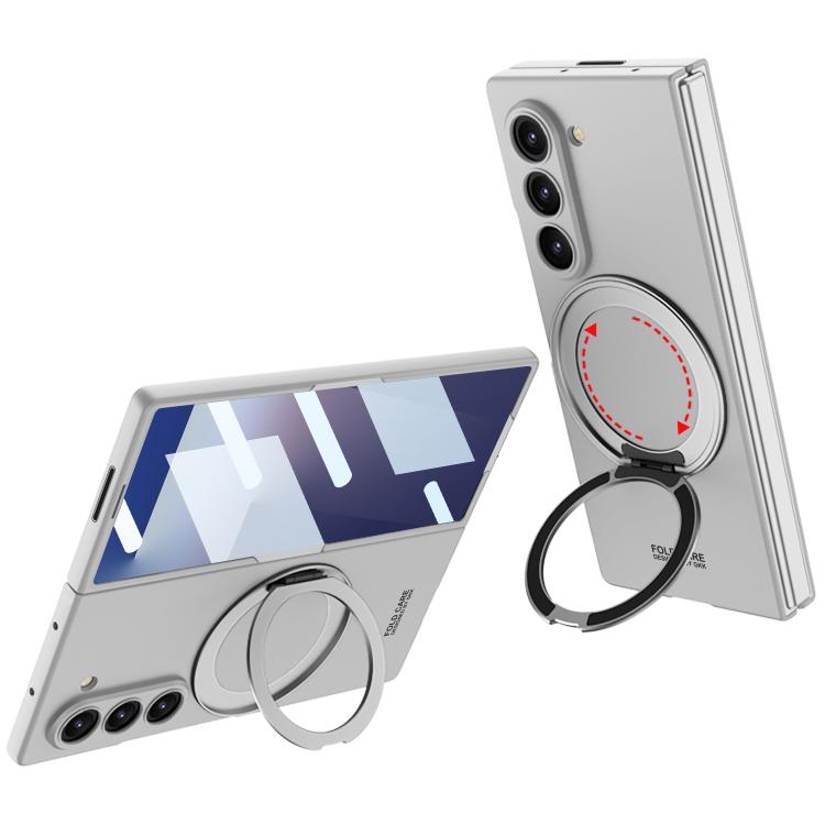 For Samsung Galaxy Z Fold7 5G GKK Integrated Ultra-thin Full Cover Magnetic Phone Case with Rotating Bracket(Silver) - Galaxy Z Fold7 5G Cases by GKK | Online Shopping UK | buy2fix