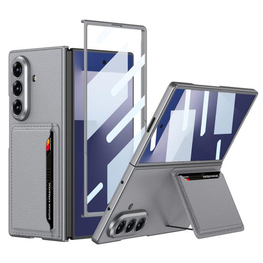 For Samsung Galaxy Z Fold7 5G GKK Integrated Ultra-thin Leather Phone Case with Card Slots(Grey) - Galaxy Z Fold7 5G Cases by GKK | Online Shopping UK | buy2fix