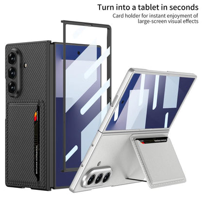 For Samsung Galaxy Z Fold7 5G GKK Integrated Ultra-thin Leather Phone Case with Card Slots(Carbon Fiber) - Galaxy Z Fold7 5G Cases by GKK | Online Shopping UK | buy2fix