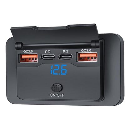 Car Modified 4-port Charger, with Voltmeter & Switch(Black) - Car Modification by buy2fix | Online Shopping UK | buy2fix