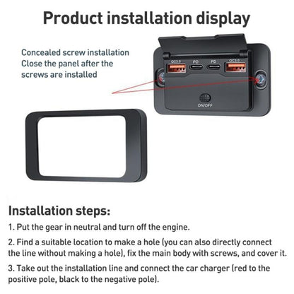 Car Modified 4-port Charger, with Voltmeter & Switch(Black) - Car Modification by buy2fix | Online Shopping UK | buy2fix