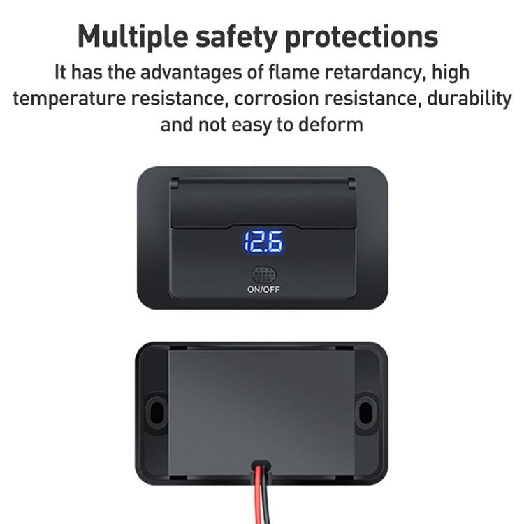 Car Modified 4-port Charger, with Voltmeter & Switch(Black) - Car Modification by buy2fix | Online Shopping UK | buy2fix