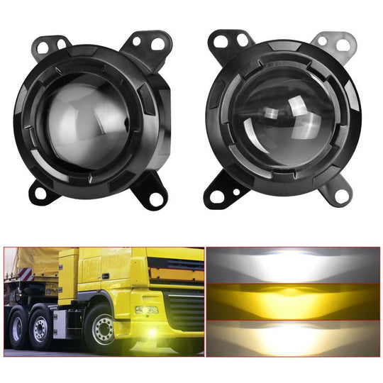 T14 2pcs/Pack 55W 3 inch High Power Dual Lens Fog Light Left and Right Mount Holder Style, For DAF Trucks