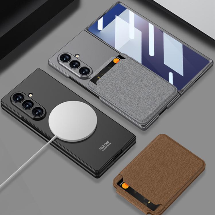 For Samsung Galaxy Z Fold7 5G GKK Integrated Magnetic Folding Card Bag Phone Case(Grey) - Galaxy Z Fold7 5G Cases by GKK | Online Shopping UK | buy2fix