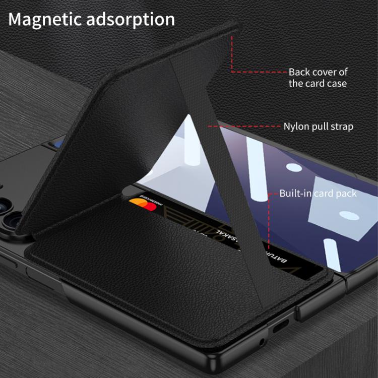 For Samsung Galaxy Z Fold7 5G GKK Integrated Magnetic Folding Card Bag Phone Case(Black) - Galaxy Z Fold7 5G Cases by GKK | Online Shopping UK | buy2fix