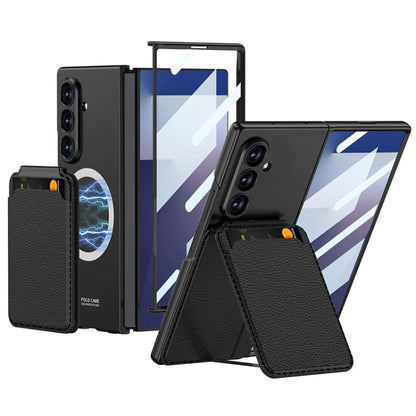 For Samsung Galaxy Z Fold7 5G GKK Integrated Magnetic Folding Card Bag Phone Case(Black) - Galaxy Z Fold7 5G Cases by GKK | Online Shopping UK | buy2fix