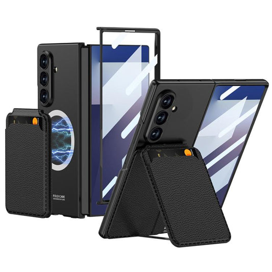 For Samsung Galaxy Z Fold7 5G GKK Integrated Magnetic Folding Card Bag Phone Case(Black) - Galaxy Z Fold7 5G Cases by GKK | Online Shopping UK | buy2fix