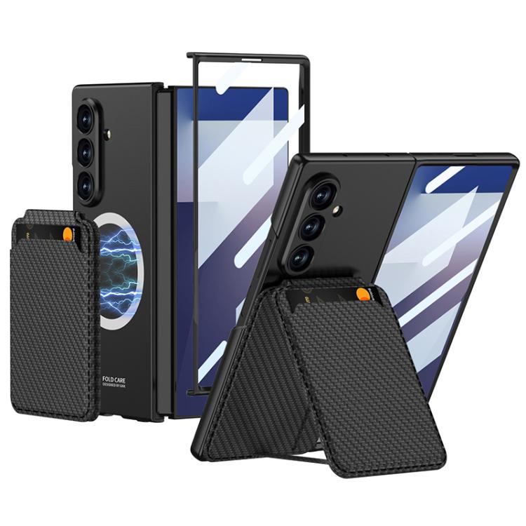 For Samsung Galaxy Z Fold7 5G GKK Integrated Magnetic Folding Card Bag Phone Case(Carbon Fiber) - Galaxy Z Fold7 5G Cases by GKK | Online Shopping UK | buy2fix