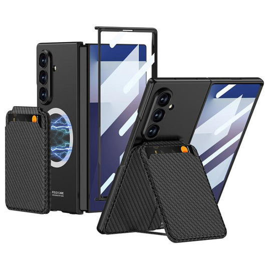 For Samsung Galaxy Z Fold7 5G GKK Integrated Magnetic Folding Card Bag Phone Case(Carbon Fiber) - Galaxy Z Fold7 5G Cases by GKK | Online Shopping UK | buy2fix
