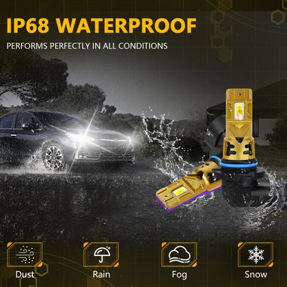9005 2pcs/Pack 35W 3000LM 6500K IP68 Waterproof Car LED Headlight Bulb(Gold) - LED Headlamps by buy2fix | Online Shopping UK | buy2fix